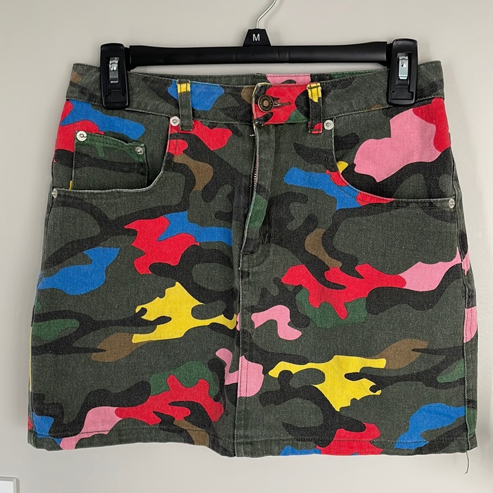 Signature8 Multicolored Camo Mini Skirt Womens Size S